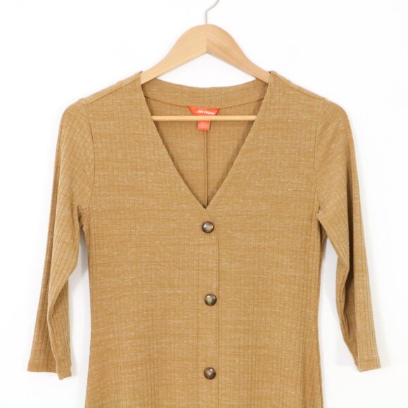 *Joe Fresh Mustard Yellow Long Sleeve Long Button Up Dress - Picture 4 of 8